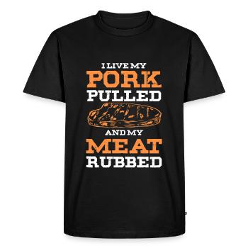 pork grill spruch - Men's Premium Organic T-Shirt - black - Front - Nico (187cm)