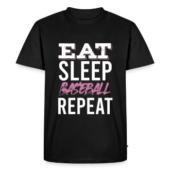 manger dormir baseball répéter - T-shirt Premium bio Homme - noir - Devant - Nico (187cm)
