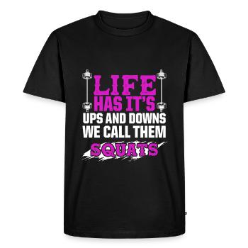 squats fitness - Men's Premium Organic T-Shirt - black - Front - Nico (187cm)