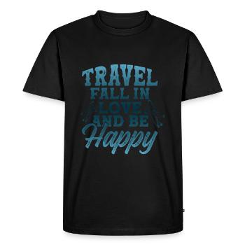 amour voyage être heureux - T-shirt Premium bio Homme - noir - Devant - Nico (187cm)