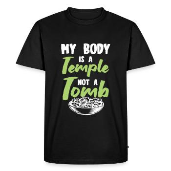 temple du corps végétalien - T-shirt Premium bio Homme - noir - Devant - Nico (187cm)