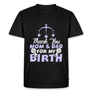 merci maman papa bébé - T-shirt Premium bio Homme - noir - Devant - Nico (187cm)
