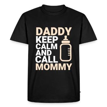 keep calm papa mama baby - Men's Premium Organic T-Shirt - black - Front - Nico (187cm)