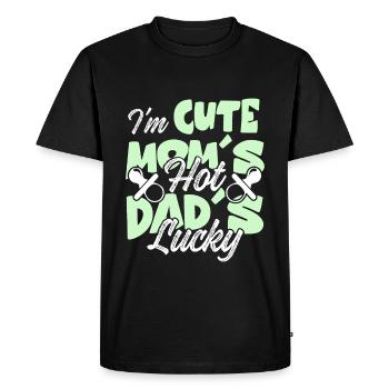 mignon maman papa bébé - T-shirt Premium bio Homme - noir - Devant - Nico (187cm)