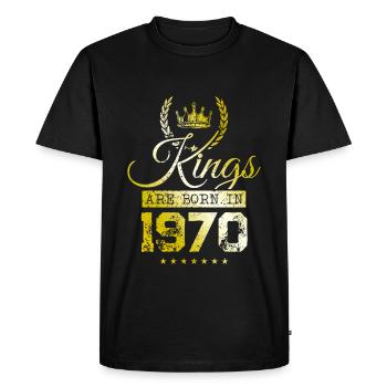 kings are born 1970 - Men's Premium Organic T-Shirt - black - Front - Nico (187cm)