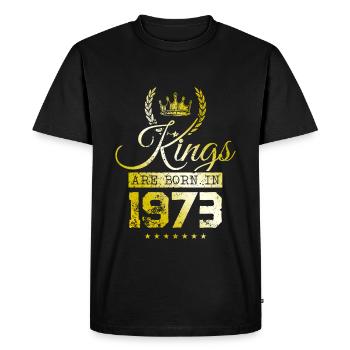 kings are born 1973 - Men's Premium Organic T-Shirt - black - Front - Nico (187cm)