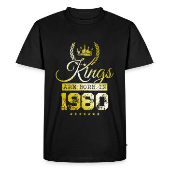 les rois naissent en 1980 - T-shirt Premium bio Homme - noir - Devant - Nico (187cm)