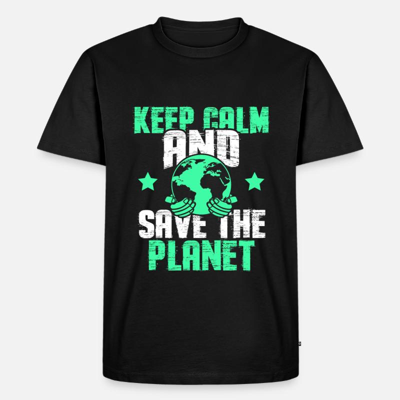 keep calm save the planet - Männer Premium Bio T-Shirt - Schwarz