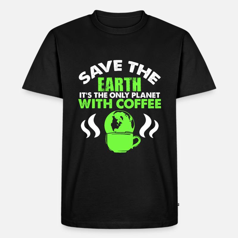 kaffee schütze die erde - Männer Premium Bio T-Shirt - Schwarz