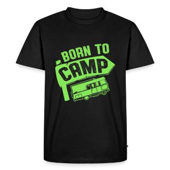né au camp - T-shirt Premium bio Homme - noir - Devant - Nico (187cm)