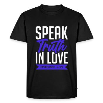 la vérité dans l’amour - T-shirt Premium bio Homme - noir - Devant - Nico (187cm)