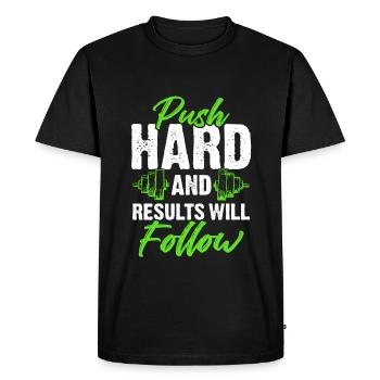 hard training fitness - Men's Premium Organic T-Shirt - black - Front - Nico (187cm)