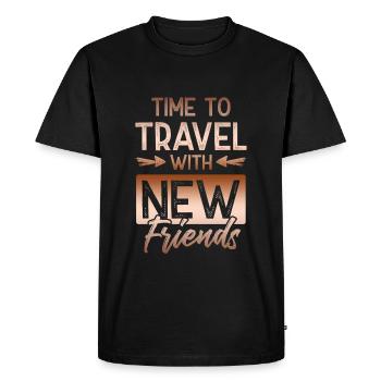 le temps de voyager - T-shirt Premium bio Homme - noir - Devant - Nico (187cm)