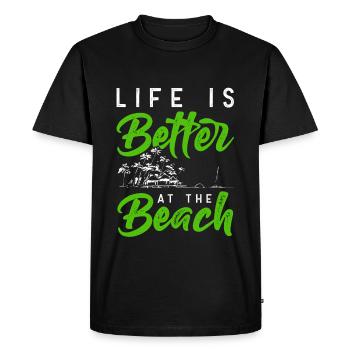 beach travel summer - Men's Premium Organic T-Shirt - black - Front - Nico (187cm)