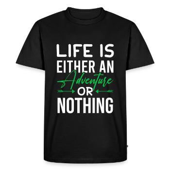 adventure travel - Men's Premium Organic T-Shirt - black - Front - Nico (187cm)