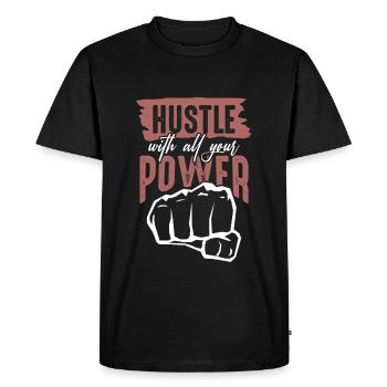 hustle Power - Men's Premium Organic T-Shirt - black - Front - Nico (187cm)