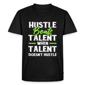 talent hustle - Men's Premium Organic T-Shirt - black - Front - Nico (187cm)