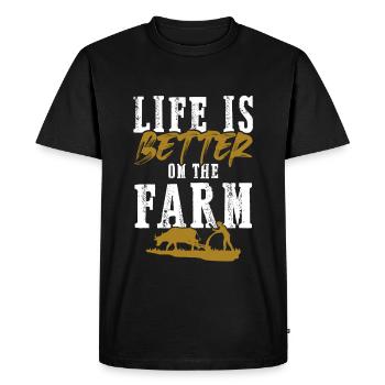 living is better farm - Men's Premium Organic T-Shirt - black - Front - Nico (187cm)