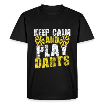 keep calm dart game - Men's Premium Organic T-Shirt - black - Front - Nico (187cm)