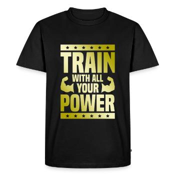 puissance de fitness d’entraînement - T-shirt Premium bio Homme - noir - Devant - Nico (187cm)