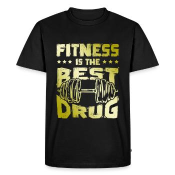 fitness best drug - Men's Premium Organic T-Shirt - black - Front - Nico (187cm)