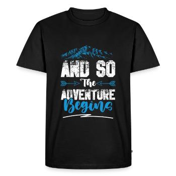 Adventure begins Climbing - Men's Premium Organic T-Shirt - black - Front - Nico (187cm)