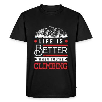 Life is better climbing - Men's Premium Organic T-Shirt - black - Front - Nico (187cm)