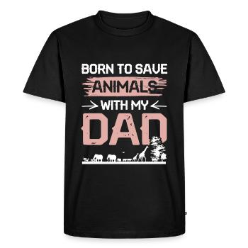 Papa militant des droits des animaux - T-shirt Premium bio Homme - noir - Devant - Nico (187cm)