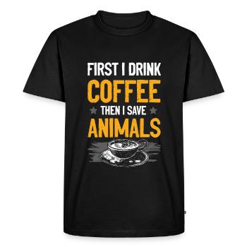 Café militant des droits des animaux - T-shirt Premium bio Homme - noir - Devant - Nico (187cm)