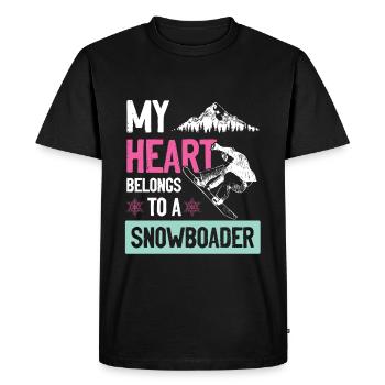 Mon cœur appartient à un snowboarder - T-shirt Premium bio Homme - noir - Devant - Nico (187cm)
