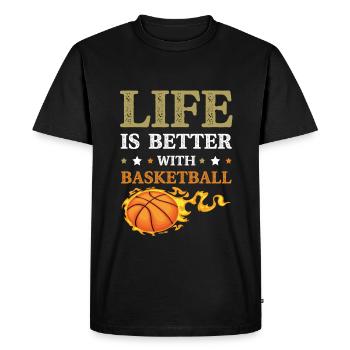 La vie au basketball est meilleure - T-shirt Premium bio Homme - noir - Devant - Nico (187cm)