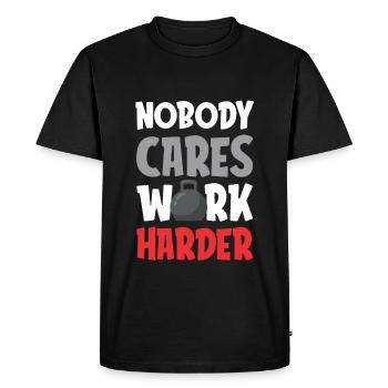 Fitness Hard Work - Men's Premium Organic T-Shirt - black - Front - Nico (187cm)