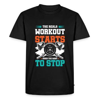 Fitness Workout Gym - T-shirt Premium bio Homme - noir - Devant - Nico (187cm)