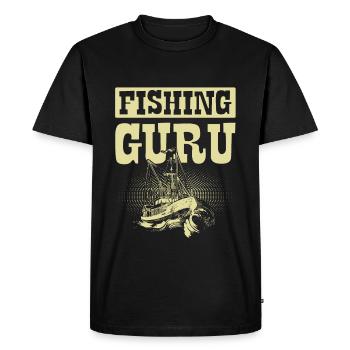 Gourou de la pêche - T-shirt Premium bio Homme - noir - Devant - Nico (187cm)