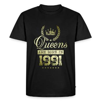 Queens born in 1991 - Men's Premium Organic T-Shirt - black - Front - Nico (187cm)