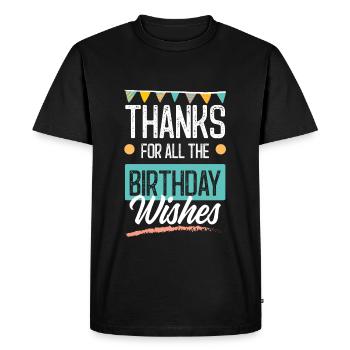 Salutations d’anniversaire - T-shirt Premium bio Homme - noir - Devant - Nico (187cm)