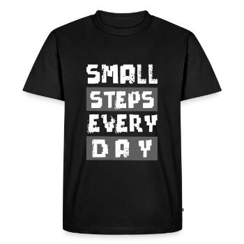 Succès Petits pas - T-shirt Premium bio Homme - noir - Devant - Nico (187cm)