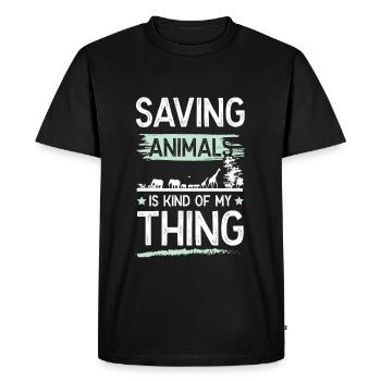 Drôle de dicton sur le bien-être animal - T-shirt Premium bio Homme - noir - Devant - Nico (187cm)