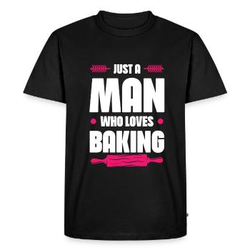 Man loves baking - Men's Premium Organic T-Shirt - black - Front - Nico (187cm)