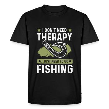 Thérapie de pêche - T-shirt Premium bio Homme - noir - Devant - Nico (187cm)