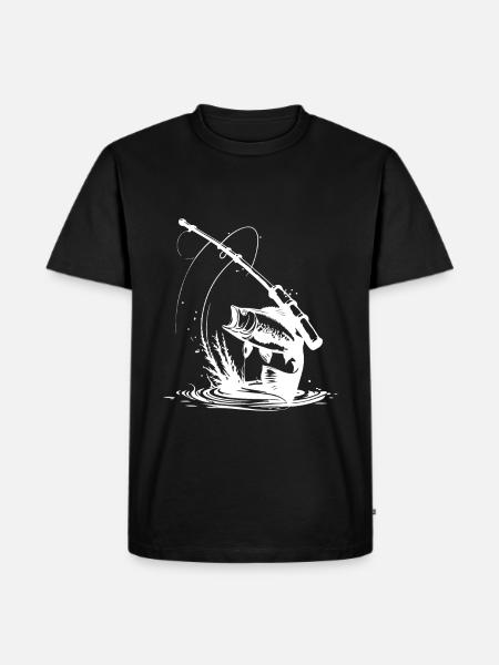 Fischen Symbol Fisch Angeln - Männer Premium Bio T-Shirt - Schwarz