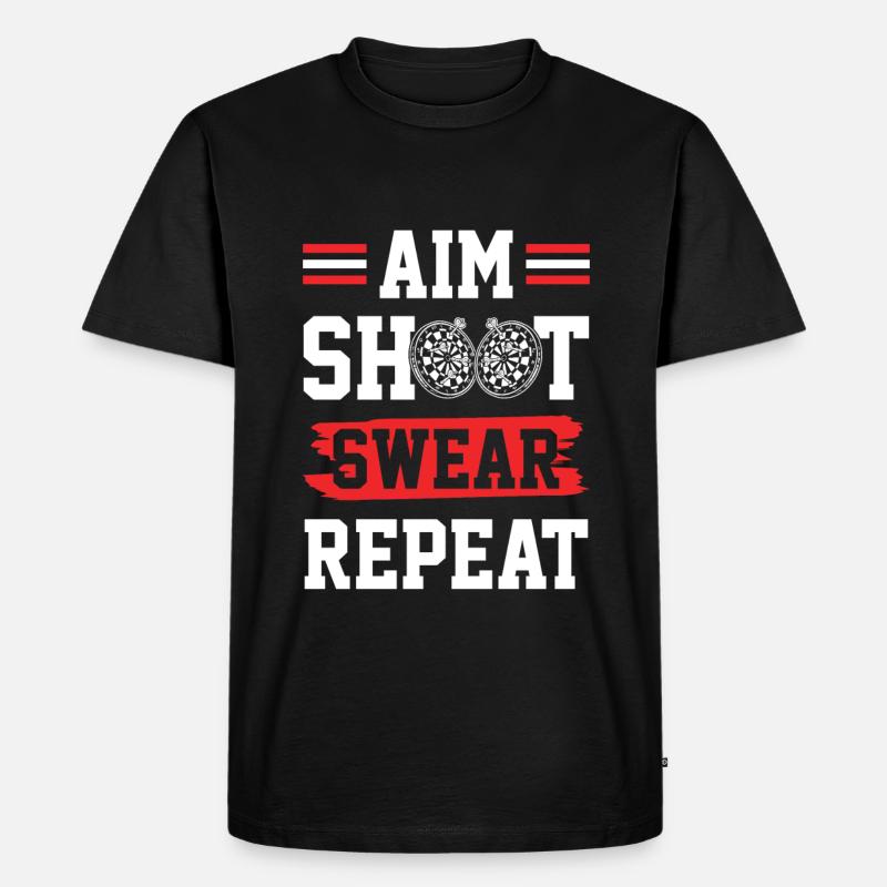 dart shoot swear repeat - Männer Premium Bio T-Shirt - Schwarz