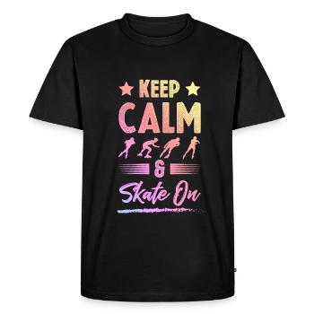 Restez calme patinez - T-shirt Premium bio Homme - noir - Devant - Nico (187cm)