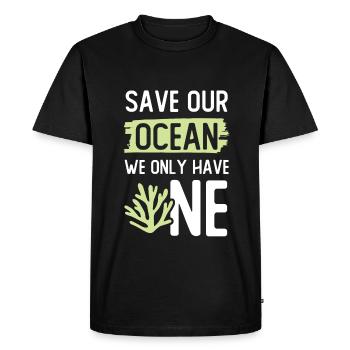 Sauver l’océan Dicton - T-shirt Premium bio Homme - noir - Devant - Nico (187cm)