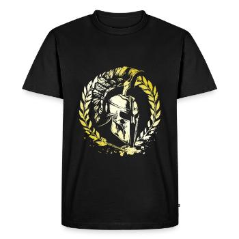 Casque Spartan Gold Workout Gladiator Gym - T-shirt Premium bio Homme - noir - Devant - Nico (187cm)