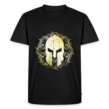 Casque Spartan Symbole Or Fighter Gym - T-shirt Premium bio Homme - noir - Devant - Nico (187cm)