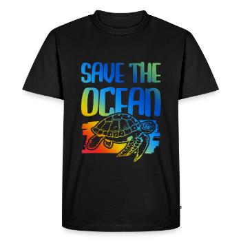 Sauvez la tortue de l’océan - T-shirt Premium bio Homme - noir - Devant - Nico (187cm)