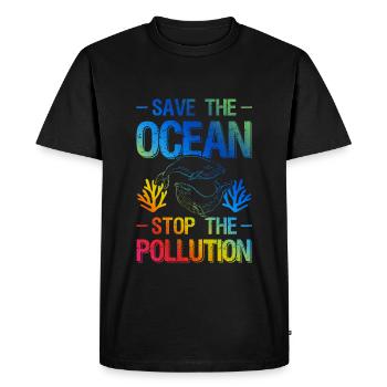 Protection de l’arrêt Save the Ocean - T-shirt Premium bio Homme - noir - Devant - Nico (187cm)