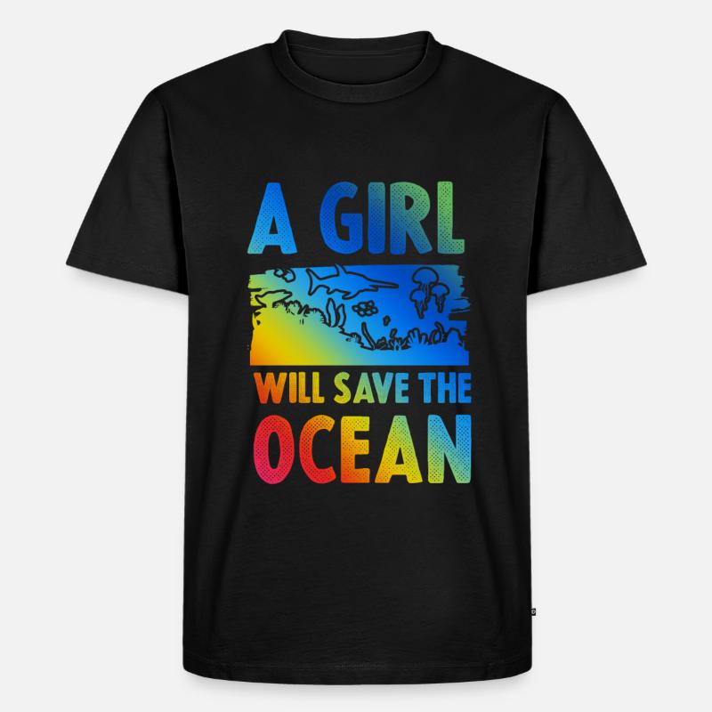 save the ocean mädchen - Männer Premium Bio T-Shirt - Schwarz