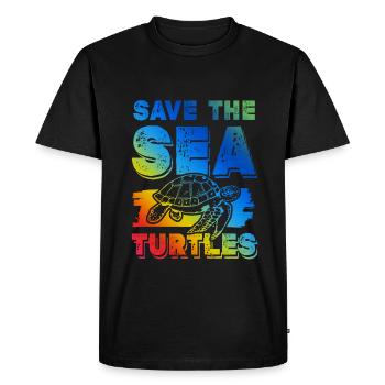 Save the Ocean Turtle - Men's Premium Organic T-Shirt - black - Front - Nico (187cm)